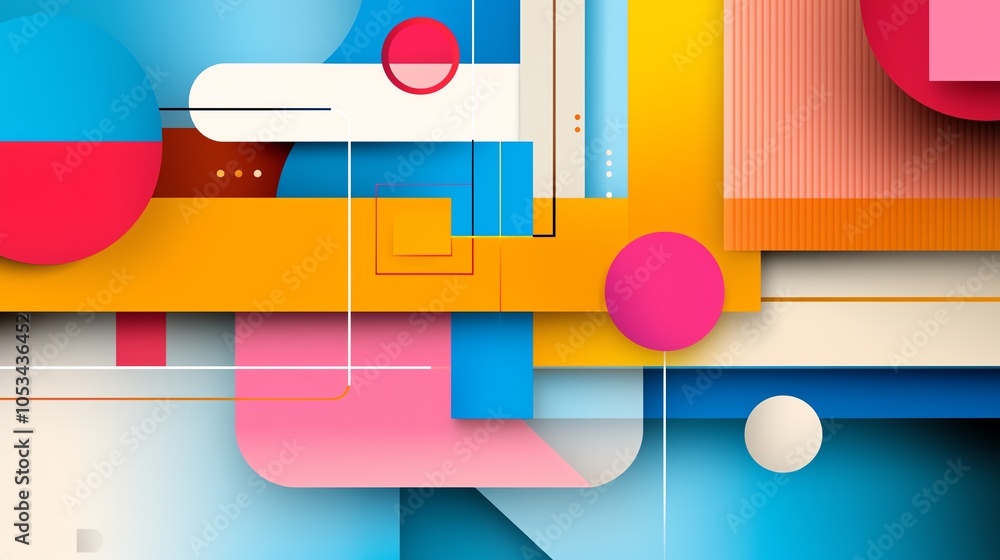 Naklejka premium Visual of microservices architecture within Kubernetes, modern flat illustration, diverse vibrant colors, digital dashboard style