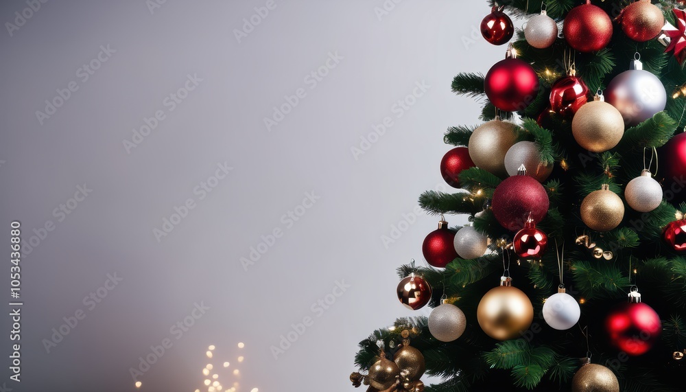 Close up christmas tree decorated with christmas balls Close up christmas tree decorated with christmas balls