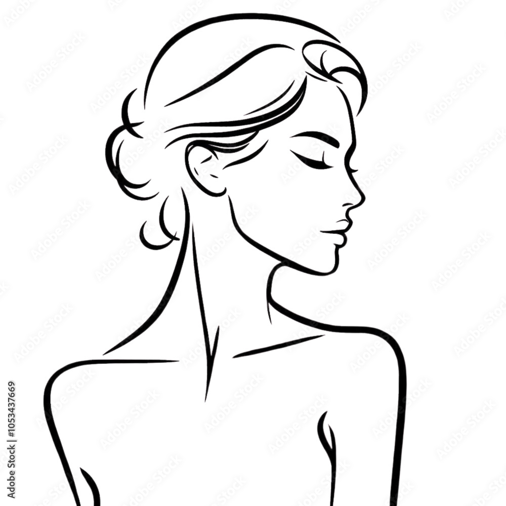Silhouette of woman line art, woman face drawing, hand drawing, Silhouette of woman line art, woman face drawing, hand drawing,