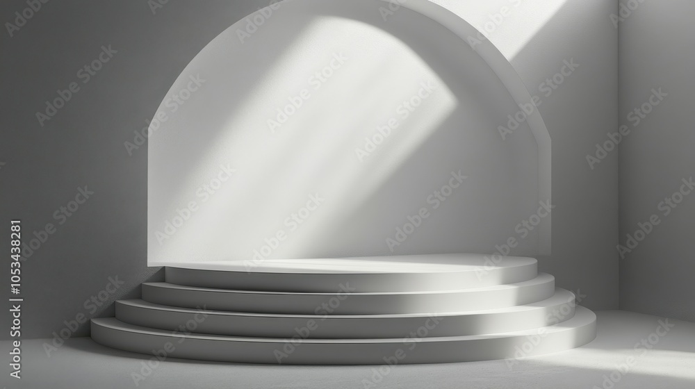 Fototapeta premium Mockup of a podium with a matte white finish.