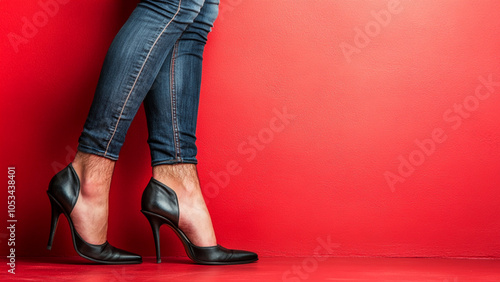 Businessman wearing high heels photo