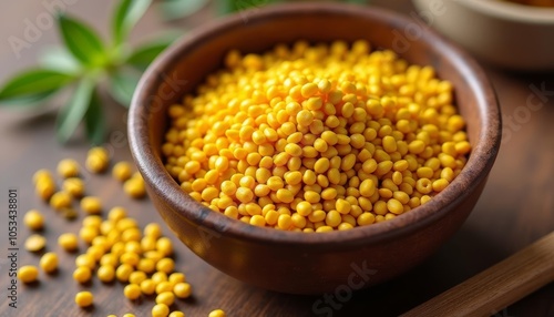  A bowl of yellow poppy seeds ready to be used in culinary delights