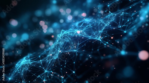 A mesmerizing abstract image of a glowing blue network, capturing the essence of interconnectedness and digital technology.  