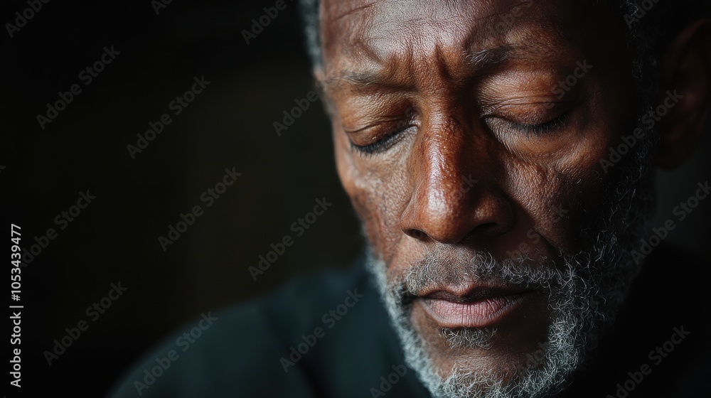 A man with a wise demeanor reflects on life as soft shadows emphasize his features. His downcast eyes evoke nostalgia, creating a profound, introspective atmosphere filled with experience. A man with a wise demeanor reflects on life as soft shadows emphasize his features. His downcast eyes evoke nostalgia, creating a profound, introspective atmosphere filled with experience.