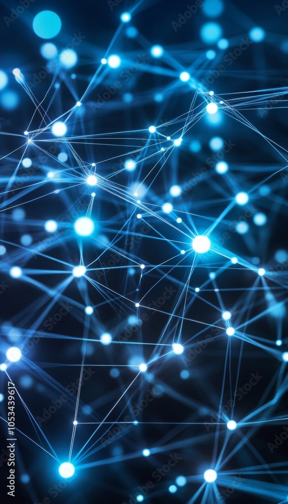 Abstract Network, Connections with Dots and Lines on a Blue Background. Big Data Visualization. Abstract Network, Connections with Dots and Lines on a Blue Background. Big Data Visualization.