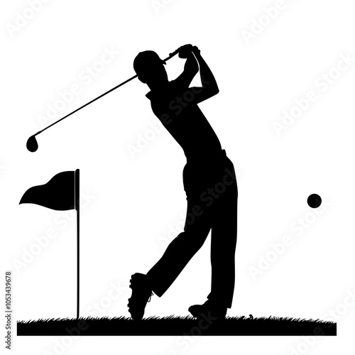 golfer hitting ball, male golf on professional golf course