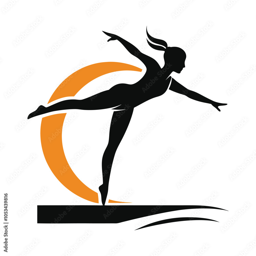 Dynamic silhouette of a female gymnast performing a graceful balance beam pose. Perfect for sports, fitness, and gymnastics-themed designs or educational materials.
Dynamic silhouette of a female gymnast performing a graceful balance beam pose. Perfect for sports, fitness, and gymnastics-themed designs or educational materials.