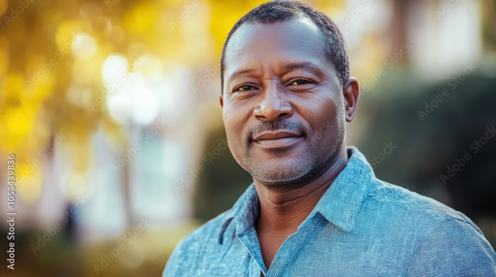 Fototapeta premium Middle-aged South African man with casual attire and a confident look.