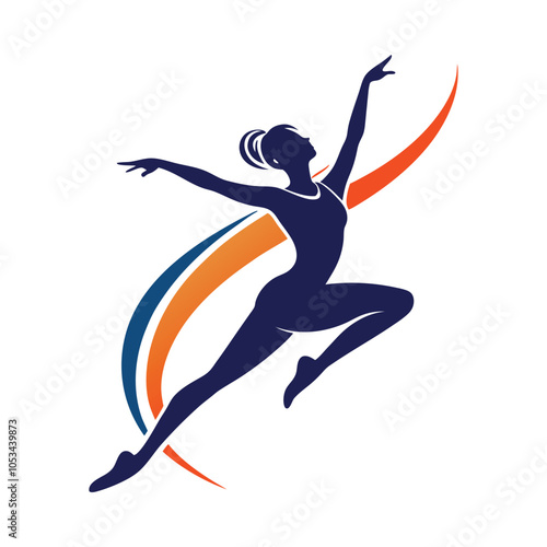 Dynamic silhouette of a female gymnast performing a graceful balance beam pose. Perfect for sports, fitness, and gymnastics-themed designs or educational materials.
