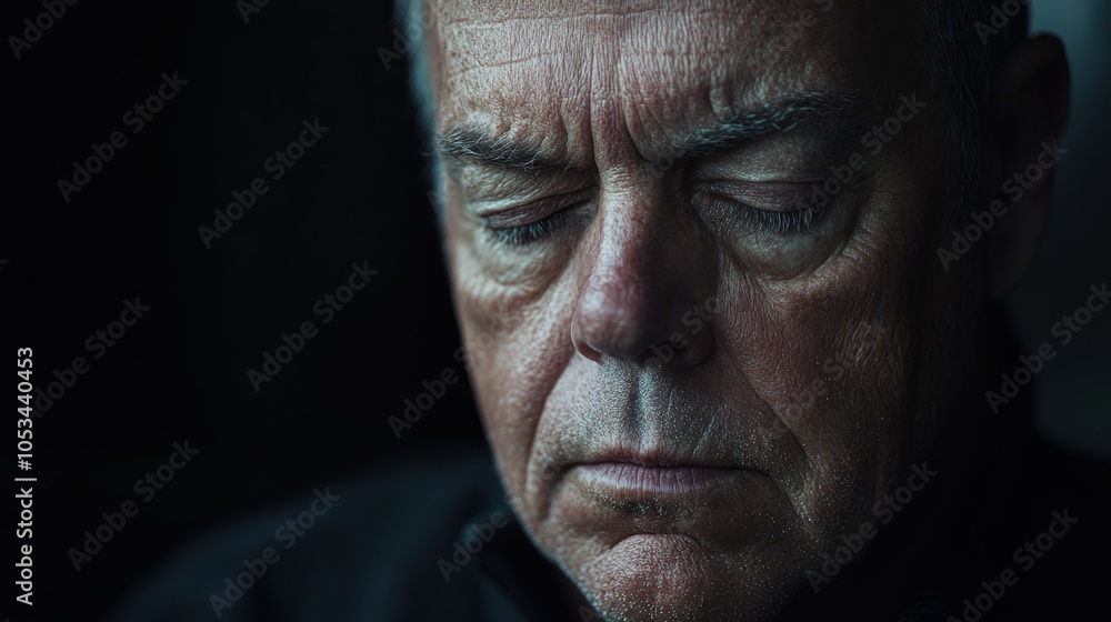 A man with a wise demeanor reflects on life as soft shadows emphasize his features. His downcast eyes evoke nostalgia, creating a profound, introspective atmosphere filled with experience. A man with a wise demeanor reflects on life as soft shadows emphasize his features. His downcast eyes evoke nostalgia, creating a profound, introspective atmosphere filled with experience.