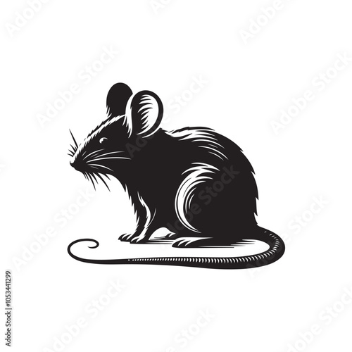 Vector Design of Isolated Mouse Silhouette on White Background.