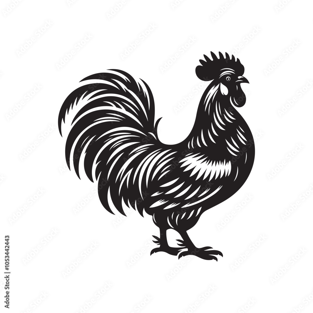 Realistic Chicken Drawing - Vector Outline on White Background. Realistic Chicken Drawing - Vector Outline on White Background.