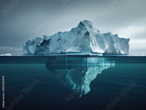 iceberg floating on dark water surface deep water photo