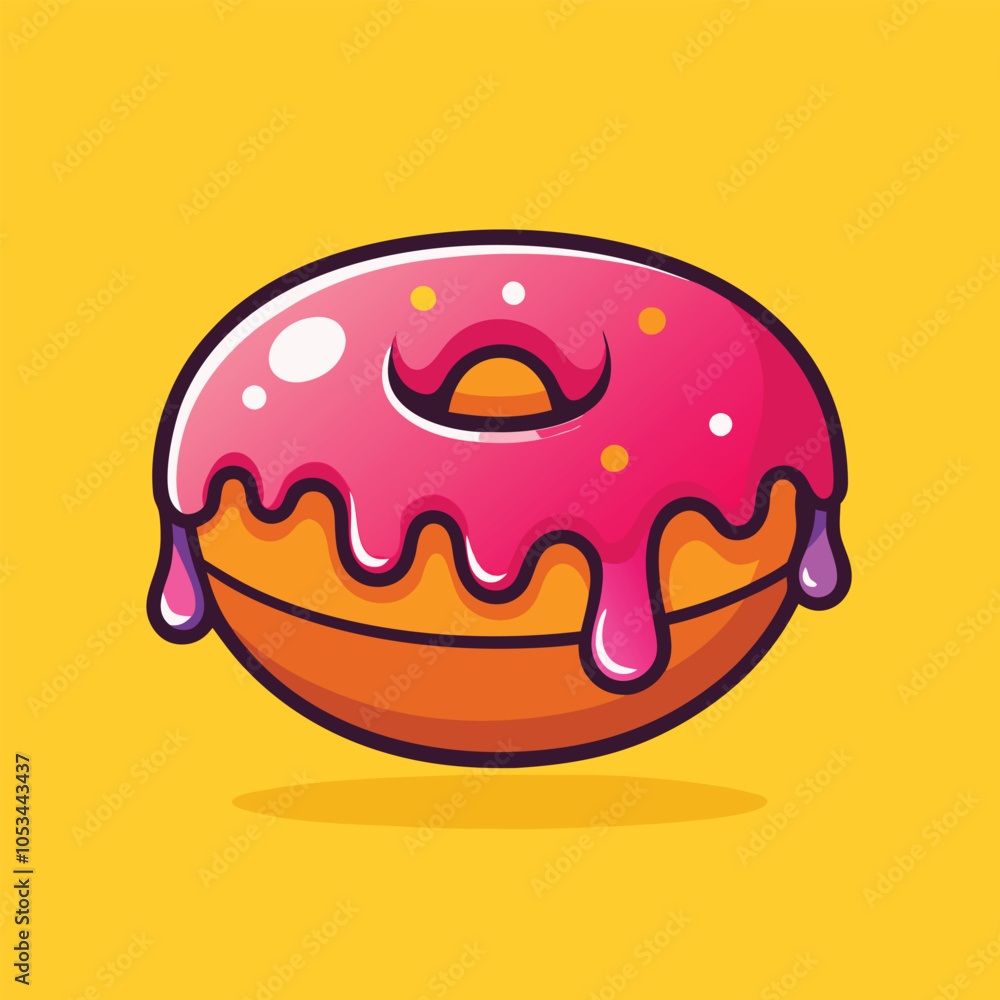 A delicious pink frosted donut with sprinkles. A delicious pink frosted donut with sprinkles.