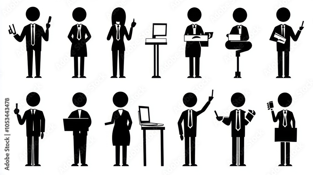 An engaging assortment of stick figure art focused on workplace dynamics. An engaging assortment of stick figure art focused on workplace dynamics.