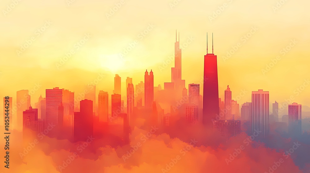 Golden-hued autumn trees outside a window, city skyline visible, with warm sunlight filtering through for a peaceful seasonal background Golden-hued autumn trees outside a window, city skyline visible, with warm sunlight filtering through for a peaceful seasonal background