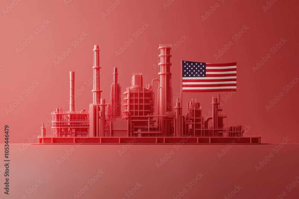 Obraz premium A red background with a large American flag in the middle