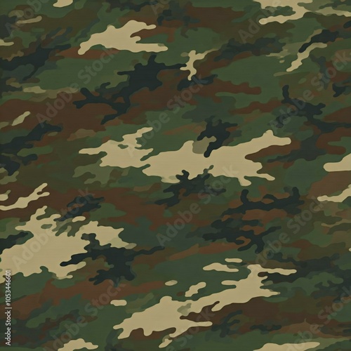 Camouflage pattern background with military textures in green and brown for clothing and textiles