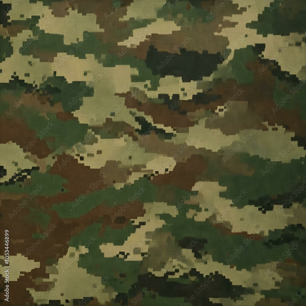 Camouflage pattern background with military textures in green and brown for clothing and textiles