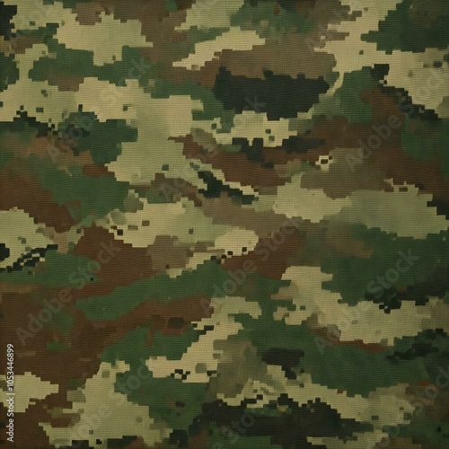 Camouflage pattern background with military textures in green and brown for clothing and textiles