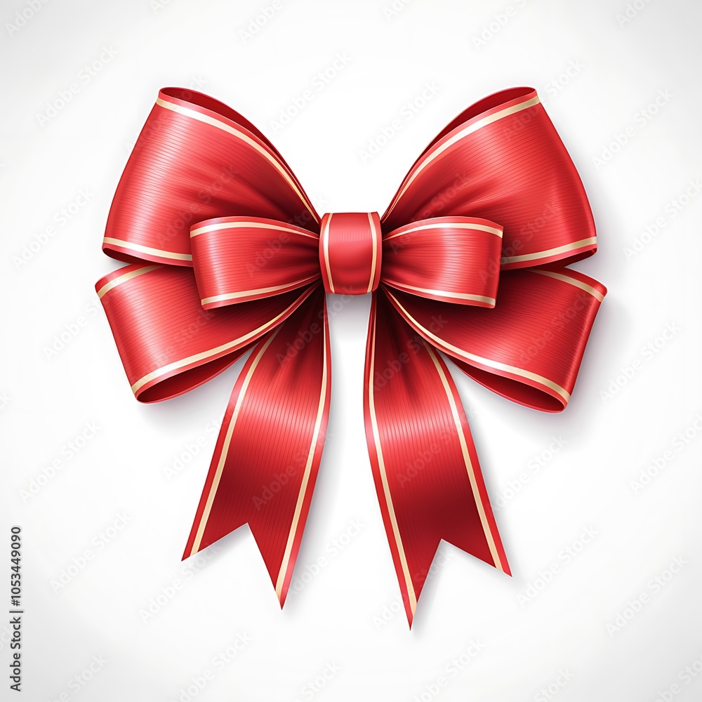 Naklejka premium Elegant red ribbon bow on white background