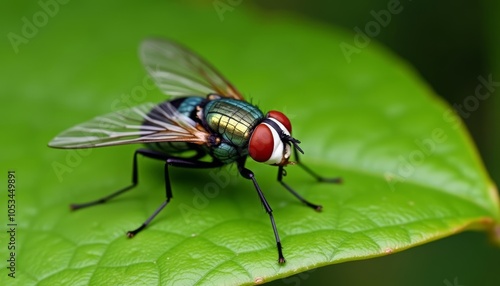  Vibrant bee on a leafy green stage photo