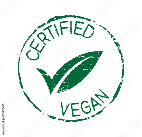 A rubber stamp CERTIFIED VEGAN. This indicates that the stamp are specifically designed for individuals who adhere to a vegan lifestyle, which typically involves avoiding the use of animal products.