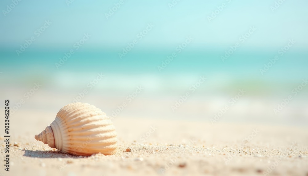 A solitary seashell on a serene beach A solitary seashell on a serene beach