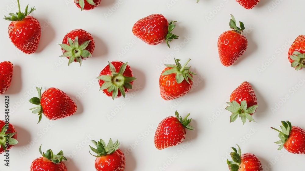 A background of ripe juicy strawberries among green leaves on a white background. A sweet healthy snack. A background of ripe juicy strawberries among green leaves on a white background. A sweet healthy snack.