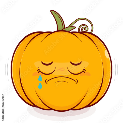 pumpkin crying face cartoon cute
