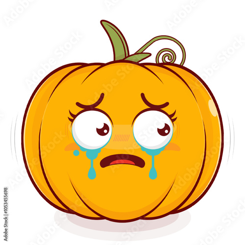 pumpkin scared face cartoon cute