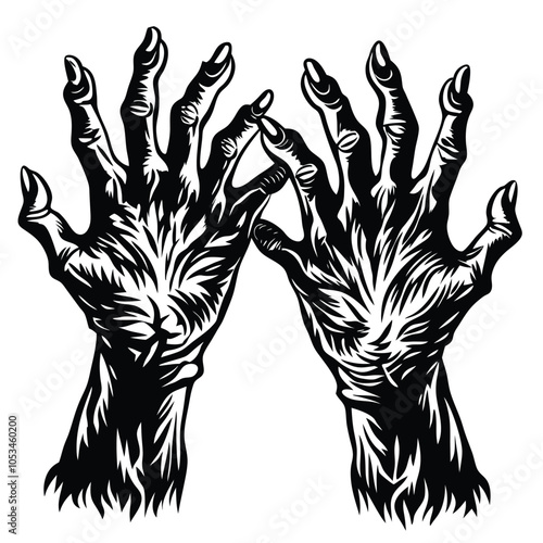 creepy zombie hands silhouette vector illustration.