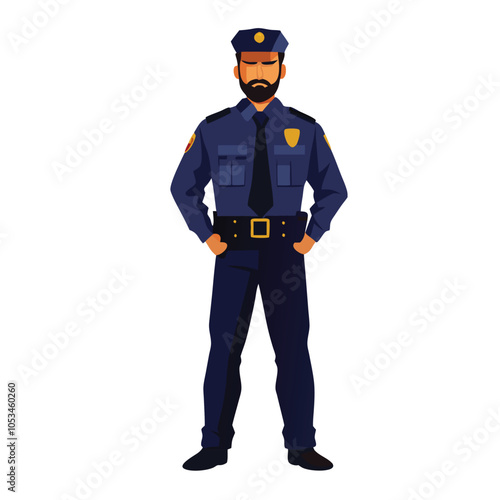 Police standing professional illustration on a isolated white background