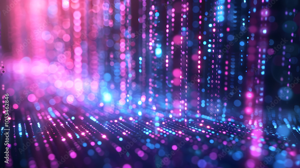 binary code background, blue and purple color streaming bytes of binary code binary code background, blue and purple color streaming bytes of binary code