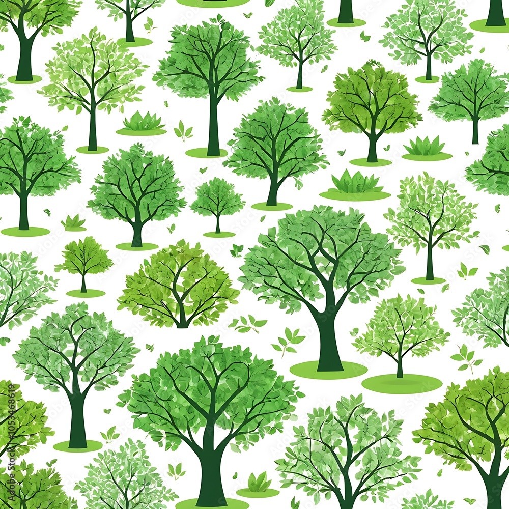 Fototapeta premium Collection of various green tree set on white background