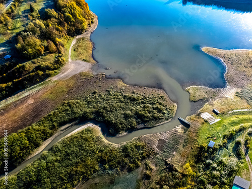 Fototapeta Naklejka Na Ścianę i Meble -  View of Lake Solina in Bieszczady Mountains, Poland