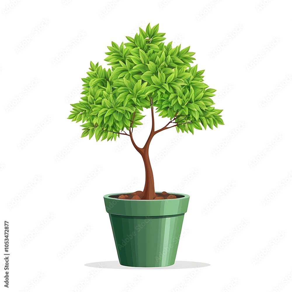 Obraz premium Tree in a pot on white background vector illustration