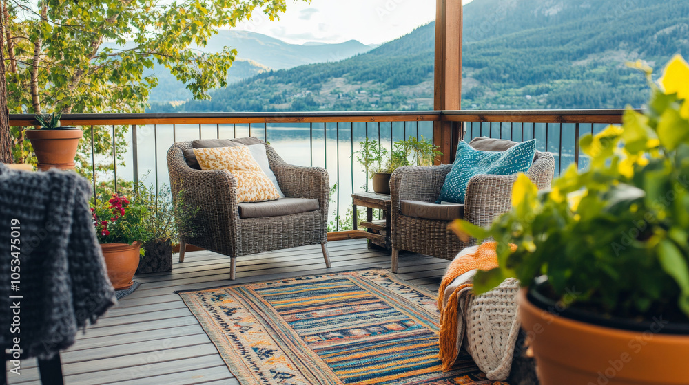 Fototapeta premium Cozy outdoor balcony
