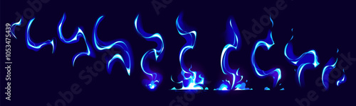 Lightning game sprite fx effect, cartoon thunder bolt blue strike animation. Cartoon vector animated sequence frame of electric strike, magic electricity hit, blue glowing storm bolts and thunderbolt