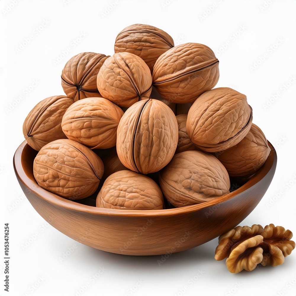 Detailed close-up of walnuts on a transparent background, perfect for culinary visuals, food branding, or healthy snack promotions