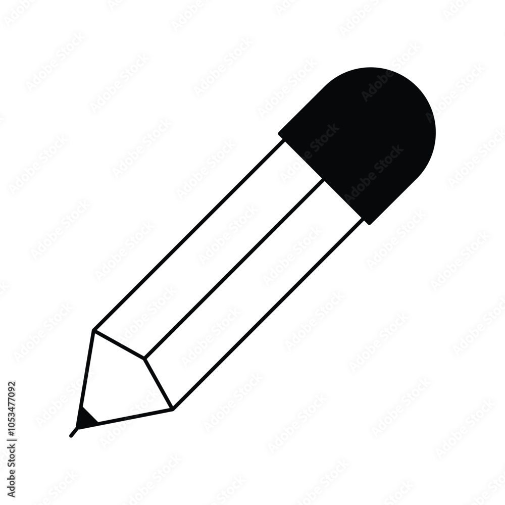 pencil glyph icon with white background vector stock illustration pencil glyph icon with white background vector stock illustration