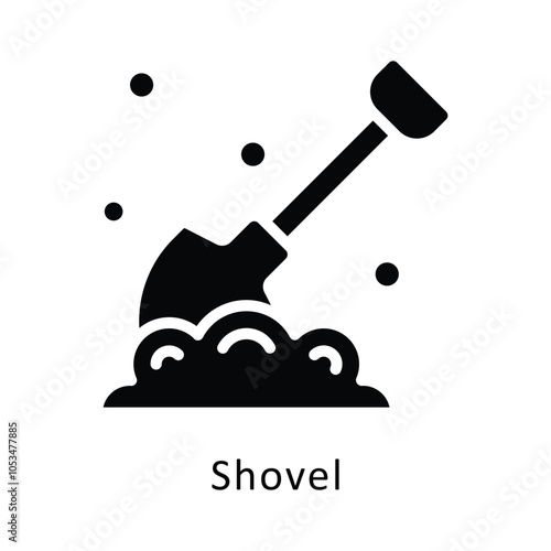 Shovel Vector Gylph Design icon. Winter Travelling Symbol on White backgroud EPS 10 file