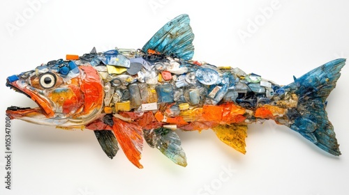 Artistic Marine Life Sculpture Made from Recycled Plastic Waste photo