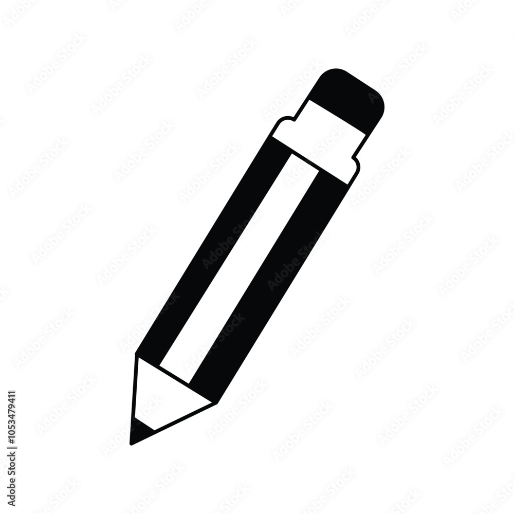 pencil glyph icon with white background vector stock illustration pencil glyph icon with white background vector stock illustration