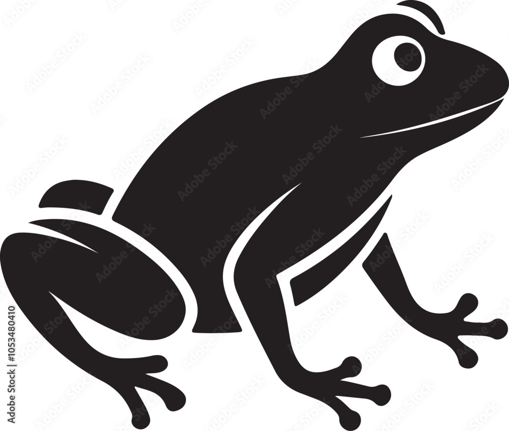 Obraz premium Frog silhouette, toad vector icon, isolated black silhouette of a frog