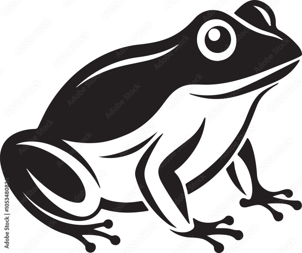Obraz premium Frog silhouette, toad vector icon, isolated black silhouette of a frog