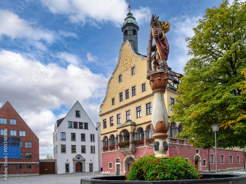 Schwörhaus und Christofsbrunnen am Weinhof, Ulm, Baden-Württemberg, Deutschland photo