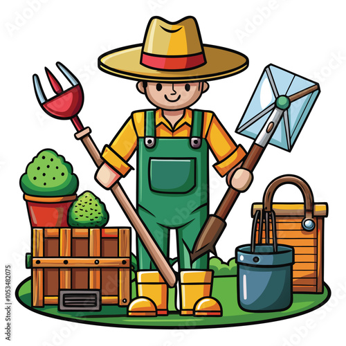 Farmer Tools vector illustration.