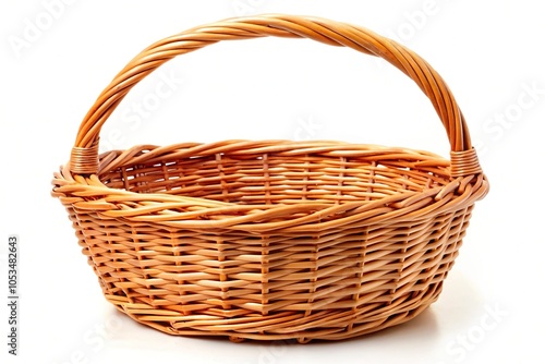 wicker basket isolated on white background Extreme Close-Up