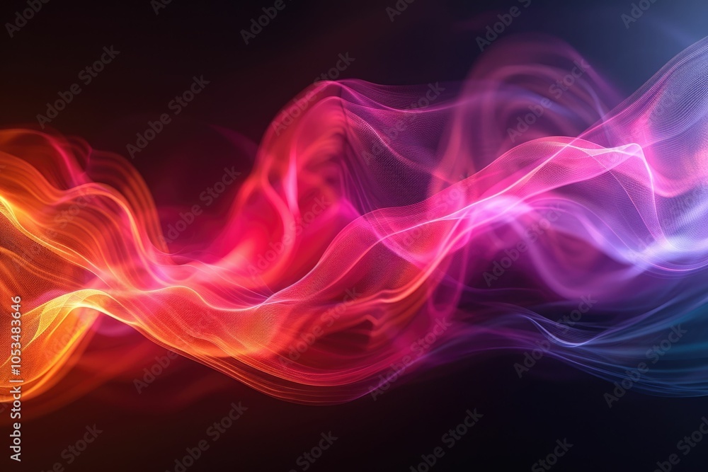 Abstract colorful waves flowing in dark background Abstract colorful waves flowing in dark background